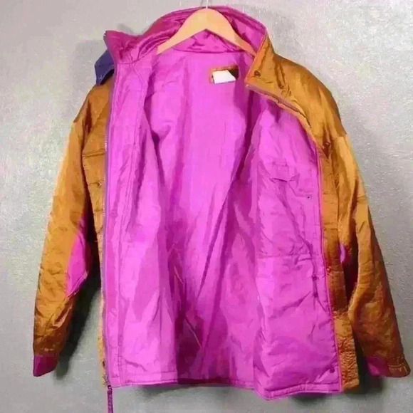 VINTAGE 80s Gerry Ski Snow Coat Metallic Copper Purple Space Age Women Large - Picture 8 of 16